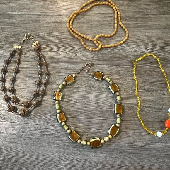 Vintage Gold and Brown Multi-Strand Necklace Set - Picture 2 of 7